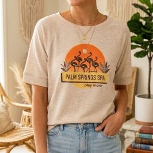 Z Supply Vintage Palm Springs Spa Play More Graphic Tee Crop Tee Size M